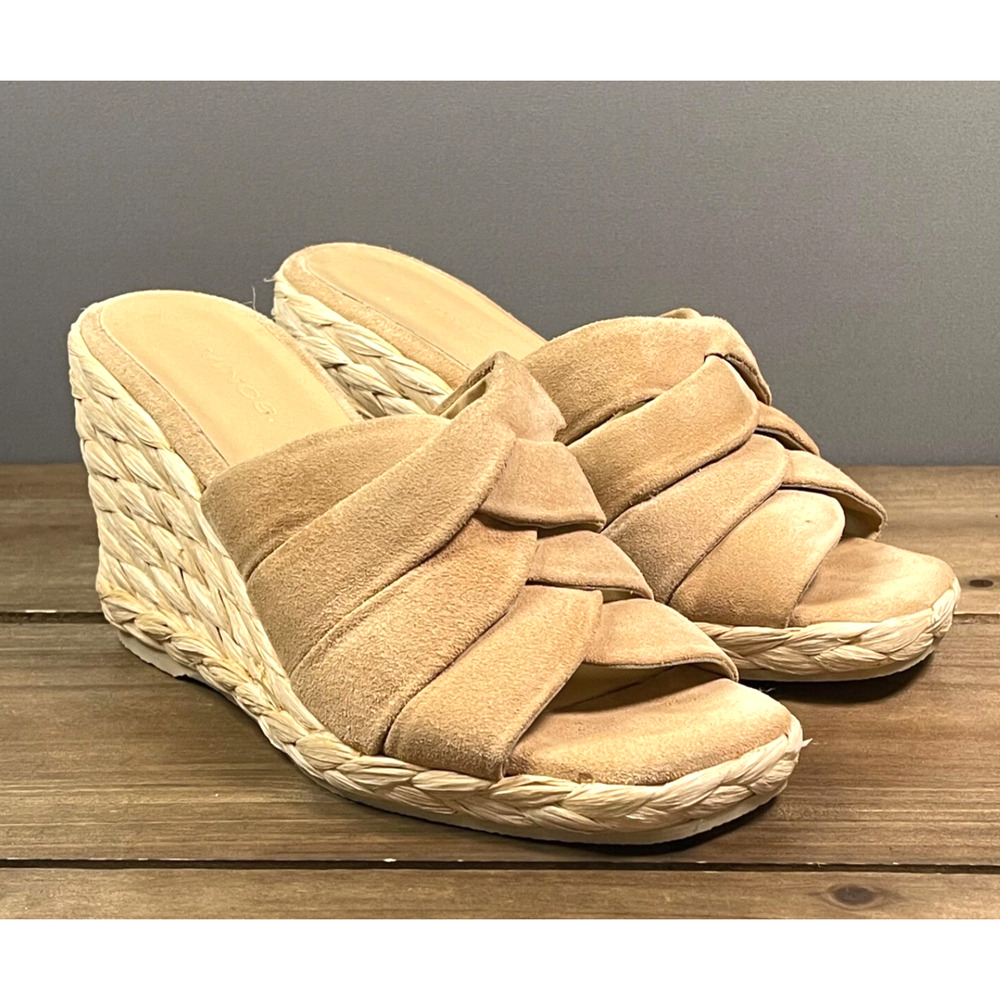 Vince Women's Gilian Espadrille Wedge Heel Sandals Size 5 Blonde Tan Suede - Picture 2 of 16